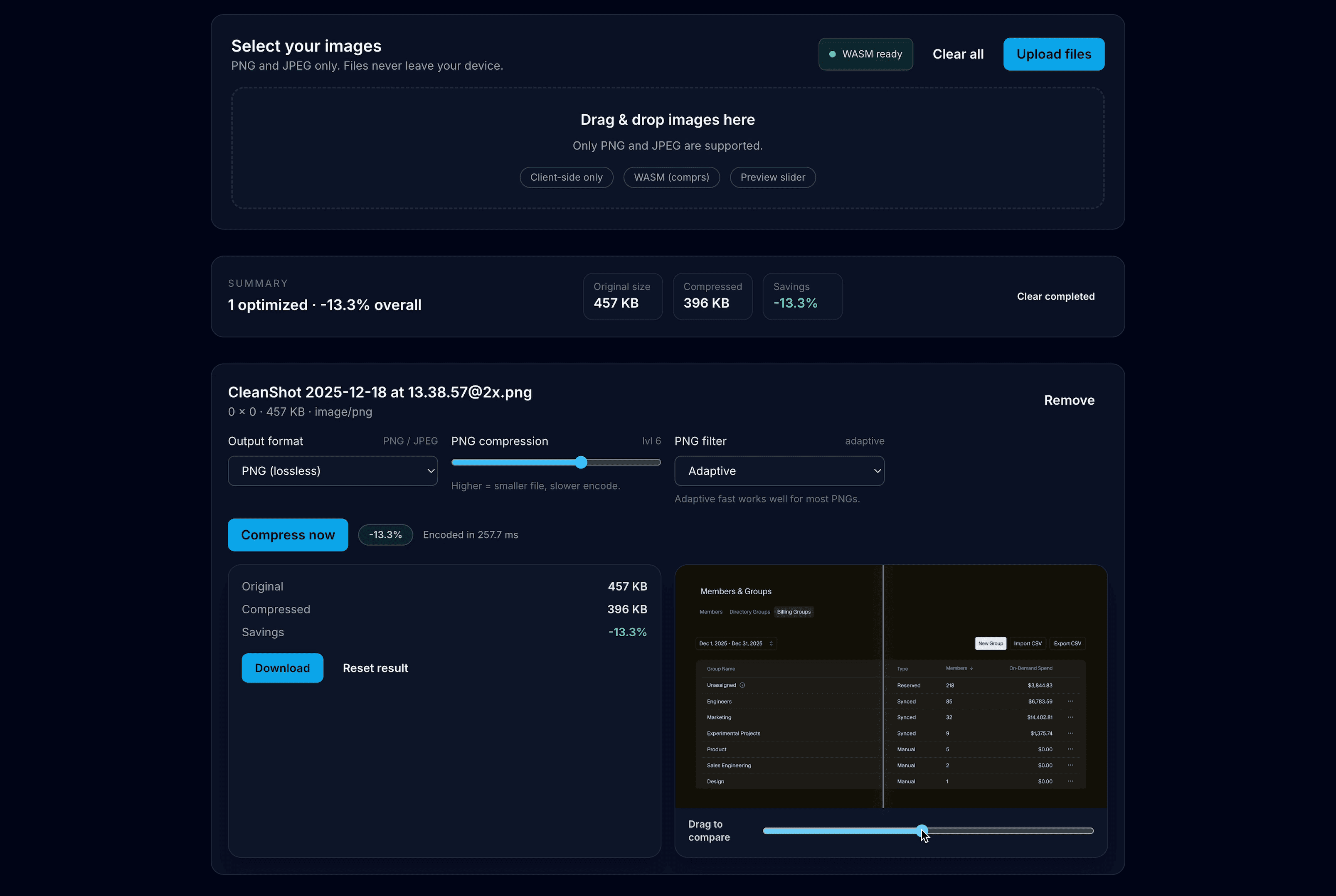First version of the pixo web app created by AI
