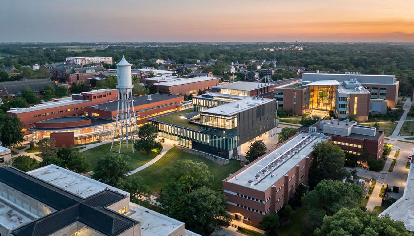 Aerial view of the Iowa State campus