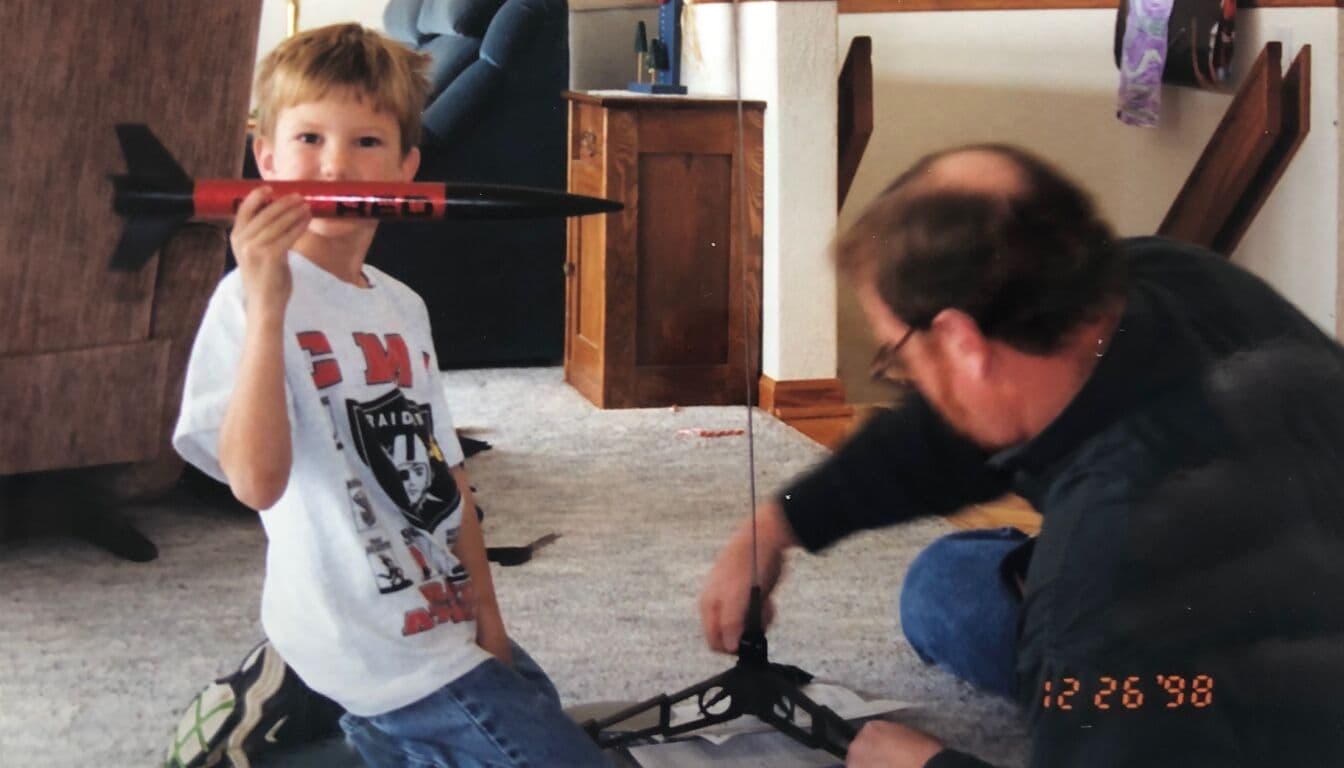 Opening my first model rocket set on Christmas morning
